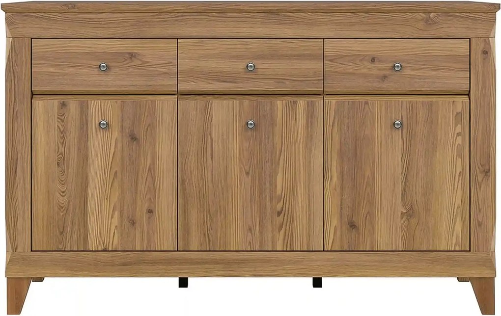 Comoda BERGEN KOM3D3S, stejar auriu, PAL, 156x47x98 cm