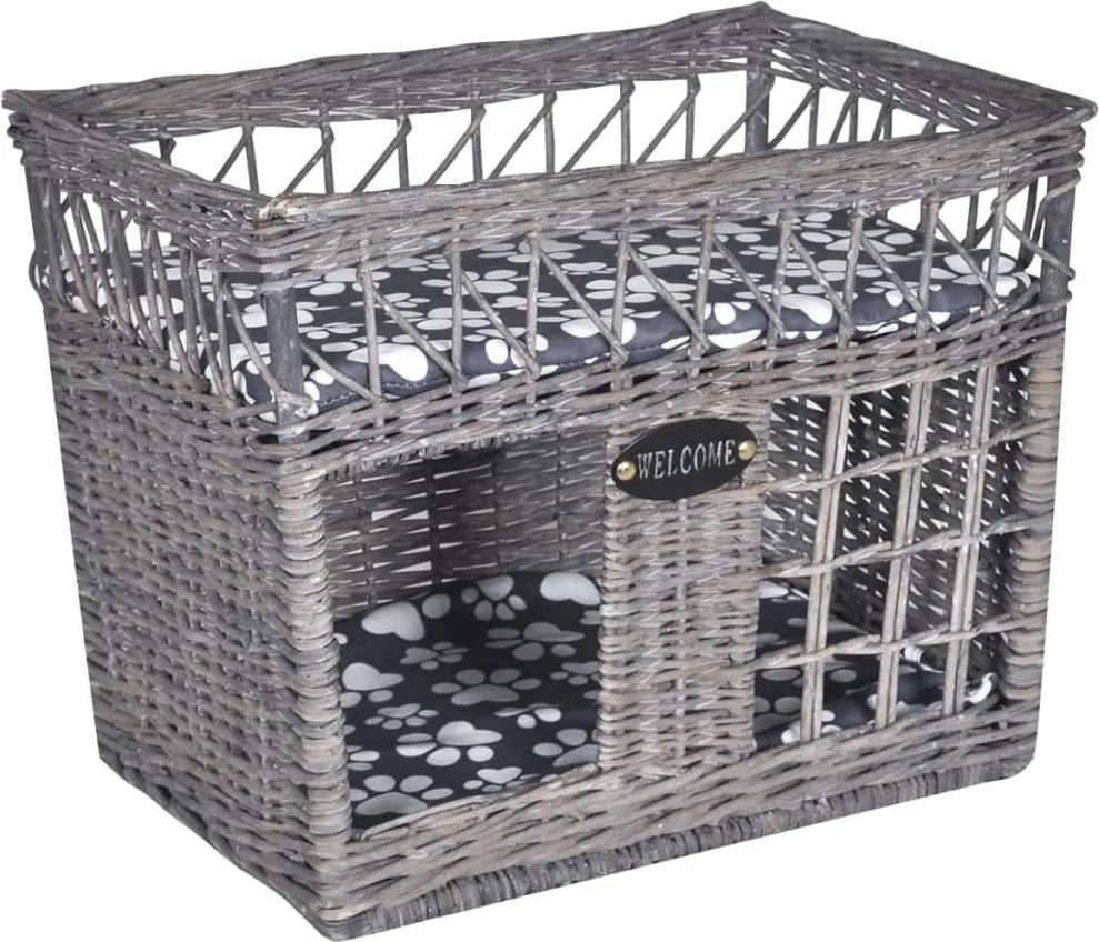 vidaXL Ansamblu pentru pisici/pat/stâlp de zgâriat, cu pernă, răchită