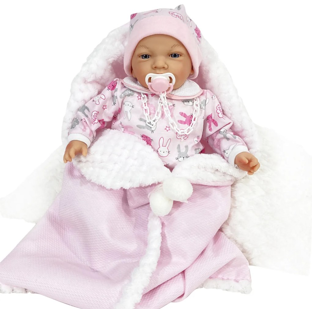 Papusa Artizanala cu miros de vanilie care vorbeste - Nana roz nou-nascut (45 cm)