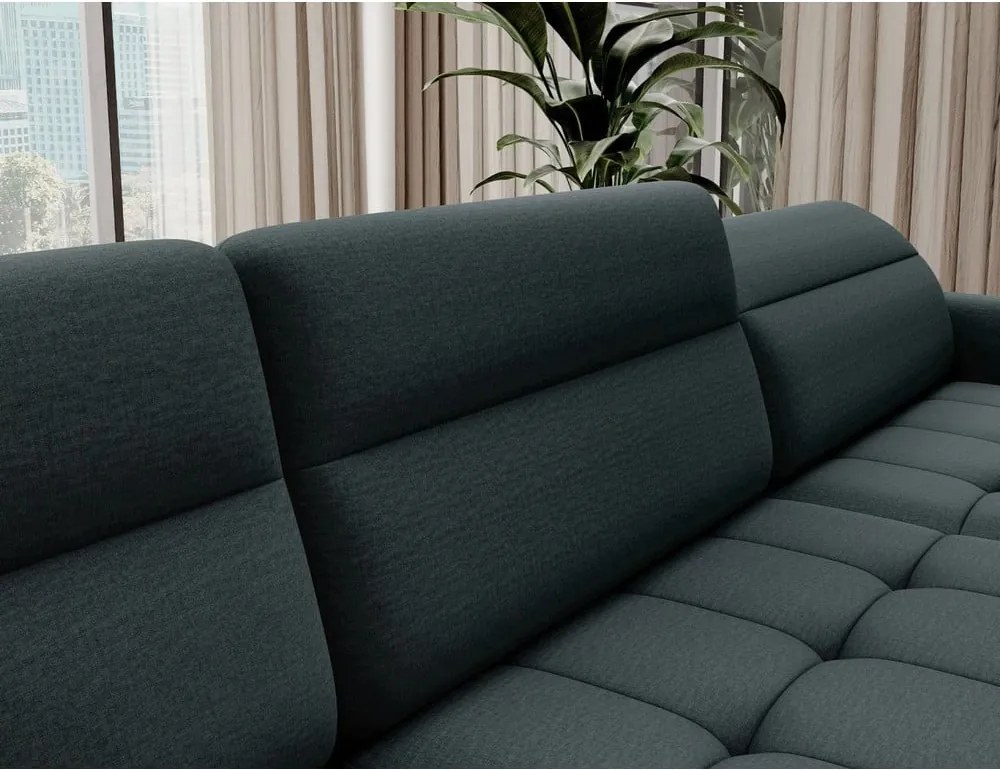 Colțar verde extensibil/cu spațiu de depozitare cu tapițerie din catifea (cu colț pe partea stângă/în formă de "U") Berrto – ELTAP