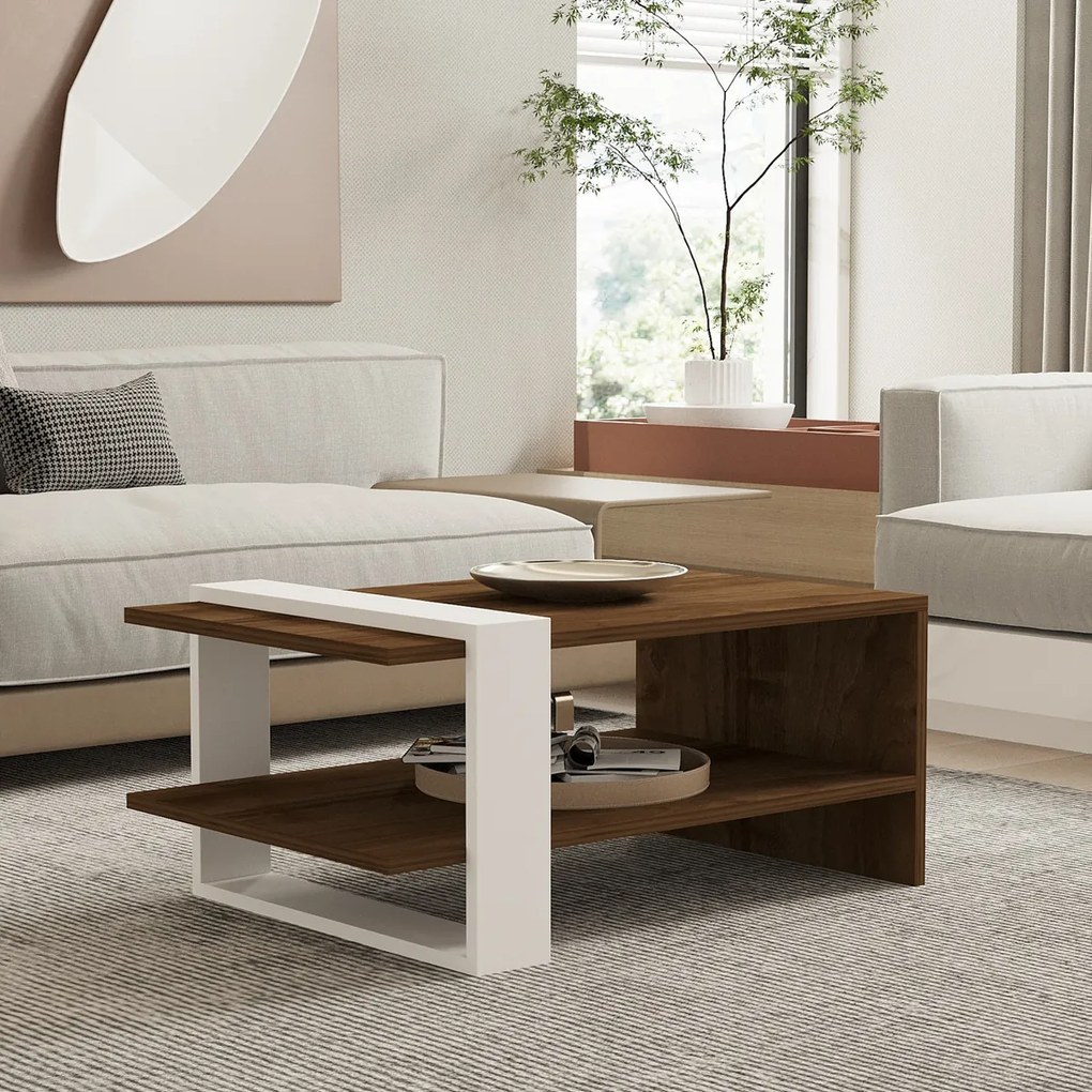 Masă de cafea Gaye Walnut White