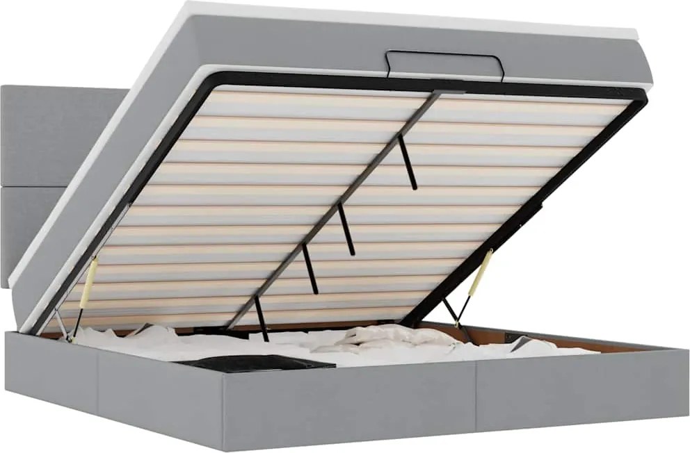 vidaXL Cadru pat otoman cu saltea țesătură gri deschis 180x200cm