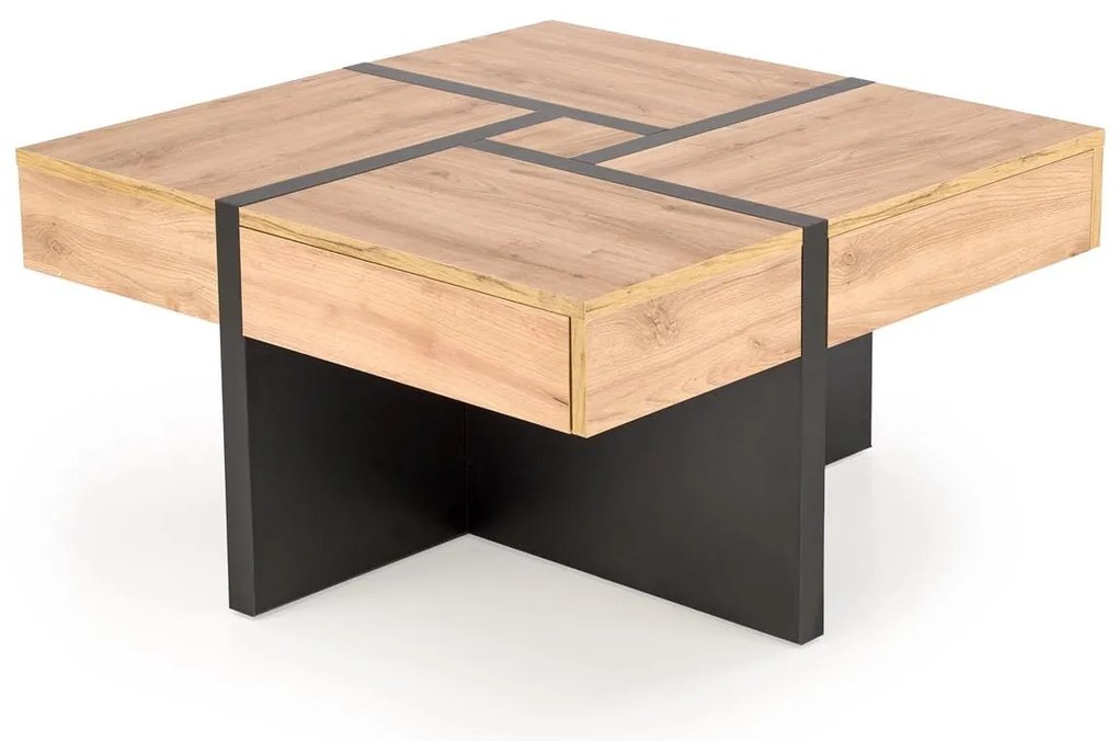 Masă de cafea Shanell 80 (stejar craft + negru). 1092459