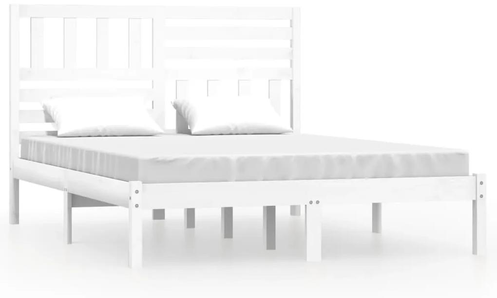 3101034 vidaXL Cadru de pat, alb, 160x200 cm, lemn masiv de pin
