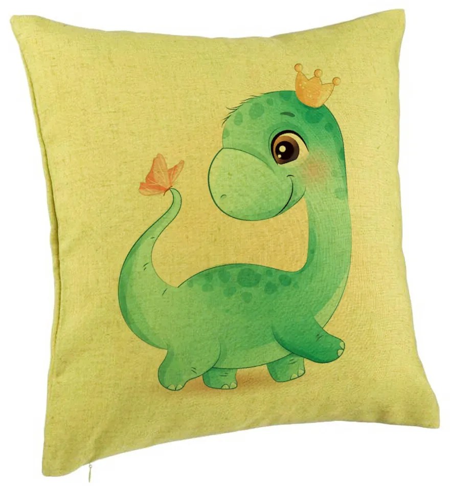 Perna Decorativa, Model Blue Baby Dinozaur, 40x40 cm, Verde, Husa Detasabila, Burduf