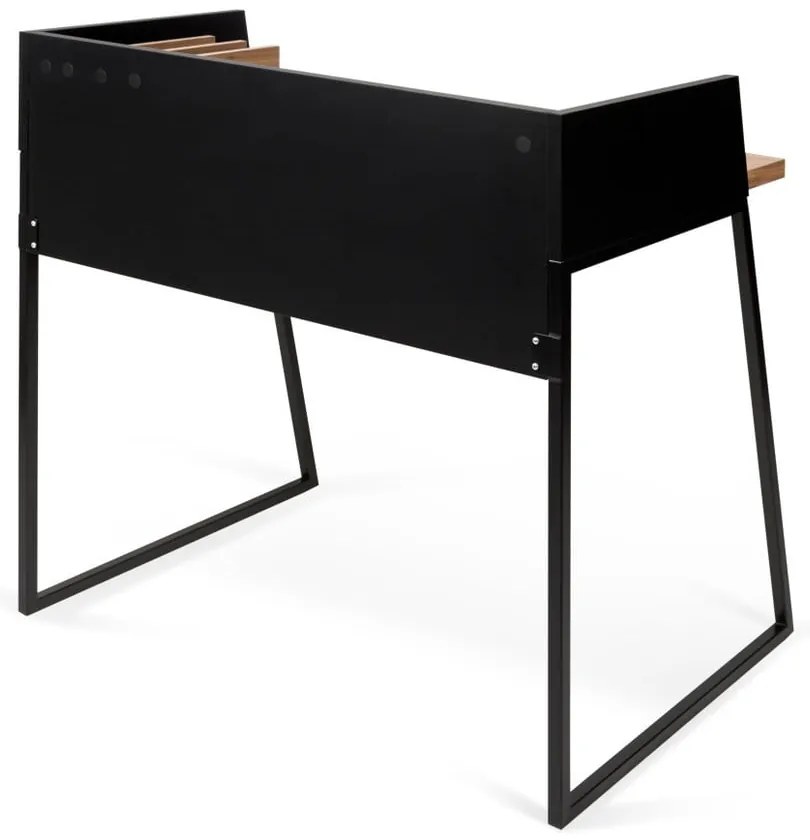 Birou TemaHome Volga, cu aspect de lemn de nuc - negru