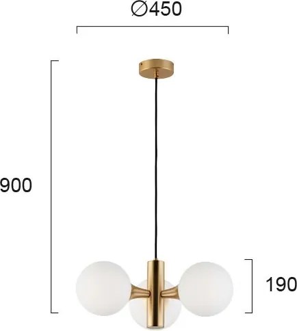 Lustră cu cablu GLOBE 3xE14/7W/230V, aurie