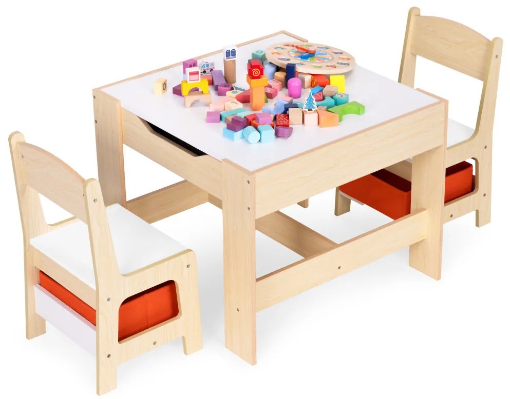 Mobilier pentru copii set masă 2 scaune cu tablă de cretă