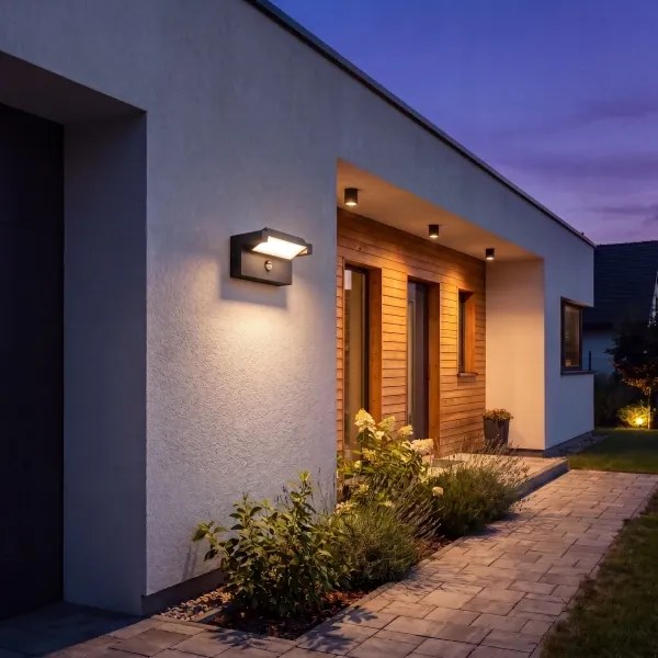 Aplică LED de exterior cu senzor LED/25W/230V IP54, neagră