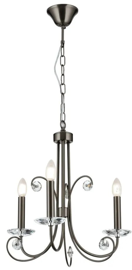 Candelabru stil clasic cu cristal K9 ARIANE 3L nickel inchis