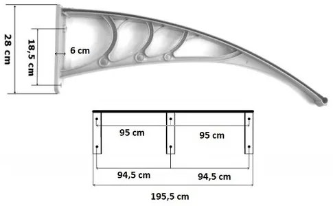 Marchiză copertină pentru ușă de intrare maro, 100 x 200 cm