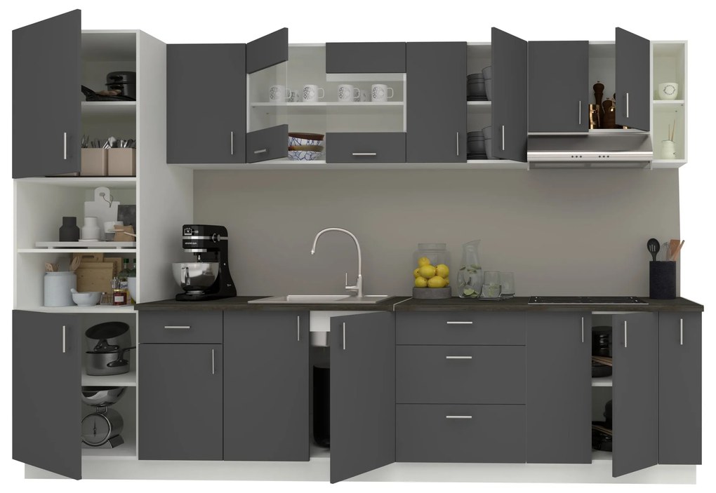 Set Bucatarie Karo V29, Antracit/Alb, Blat Thermo 28 mm, L 320 cm