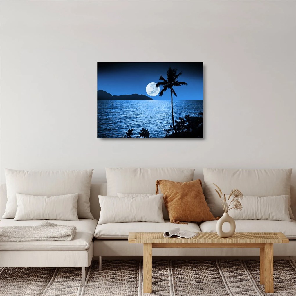 Tablou pe sticlă - Luna deasupra nivelului mării (70x50 cm)