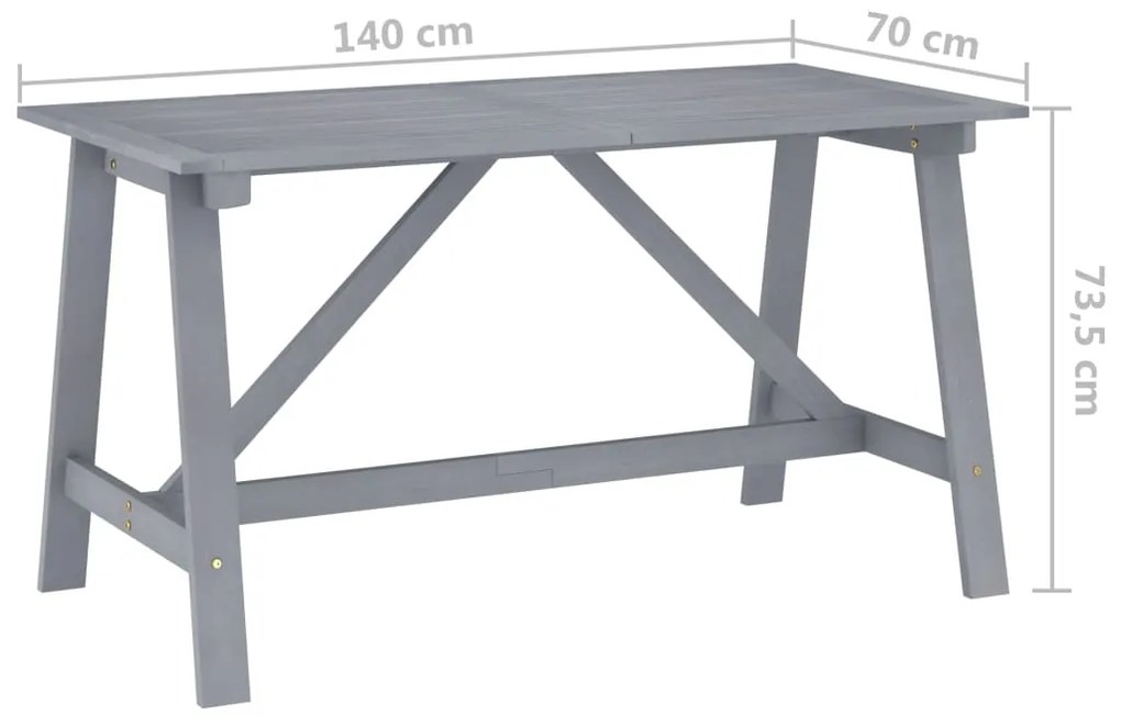 Masa de gradina, 140 x 70 x 73,5 cm, lemn masiv acacia 1, Gri, 140 x 70 x 73.5 cm