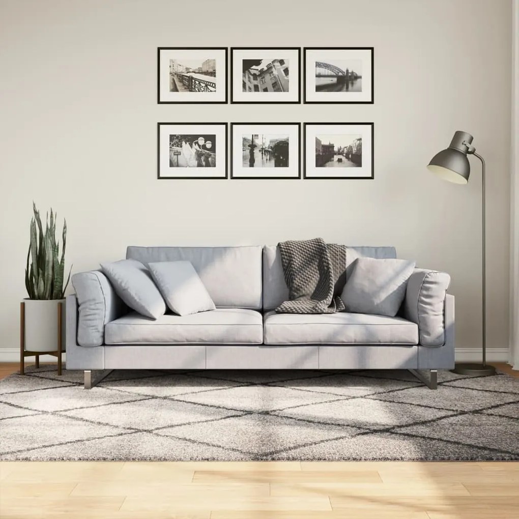 vidaXL Covor pufos &quot;PAMPLONA&quot; cu fire înalte, bej/antracit, 160x230 cm