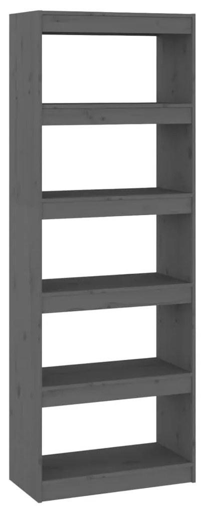 808175 vidaXL Bibliotecă/Separator cameră, gri, 60x30x167,5 cm lemn masiv pin