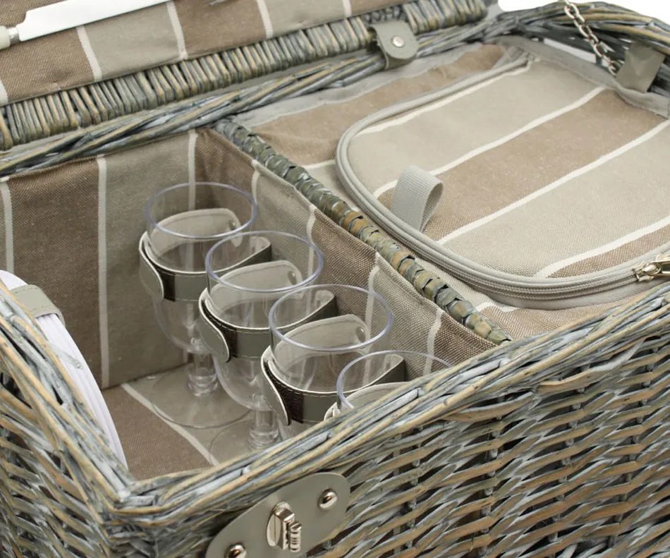 Coș picnic pentru 4 persoane Brown, 46 x 31x 21 cm