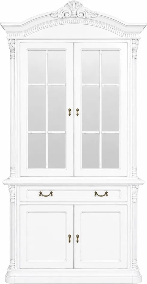 Bufet lemn masiv Briston cu Vitrină 2 Uși Briston, 117,5 × 51.3 × 230 cm