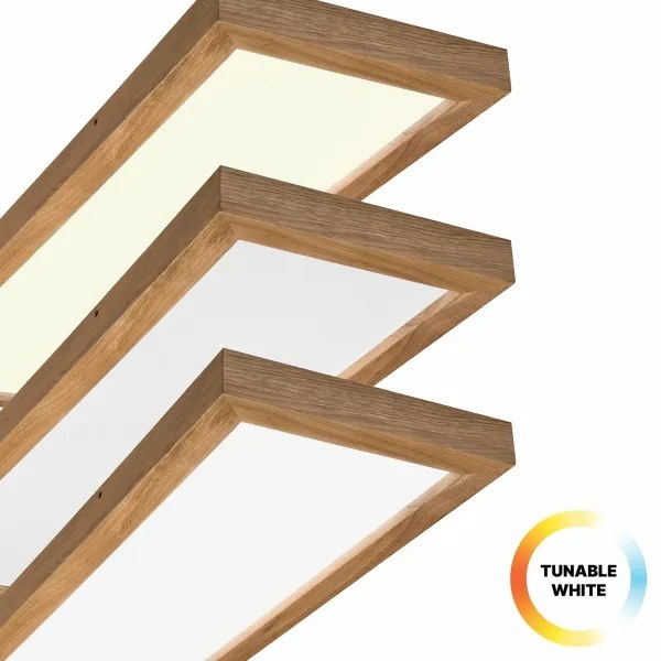 Plafonieră LED dimabilă Brilagi WOODY FRAME LED/50W/230V stejar 120x30 cm IP44 + telecomandă