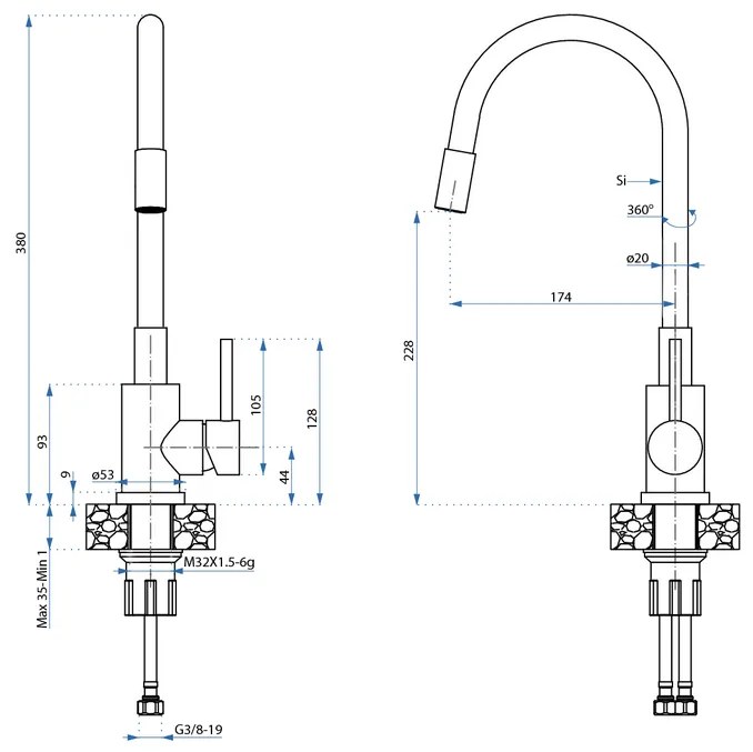 Chiuveta inox LUKE 110 WORKSTATION negru