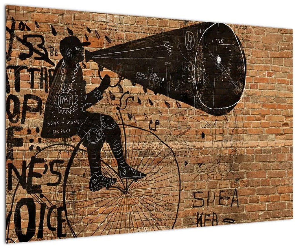 Tablou - Barbat cu biciclete stil Bansky (90x60 cm)