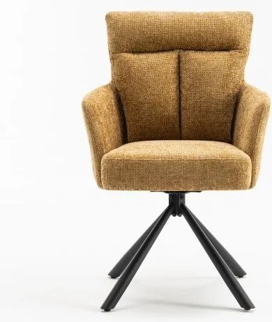Set de 2 scaune pivotante Big George, tesatura structurata galben mustar