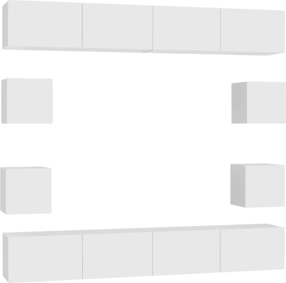 vidaXL Set dulapuri TV, 8 piese, alb, lemn prelucrat