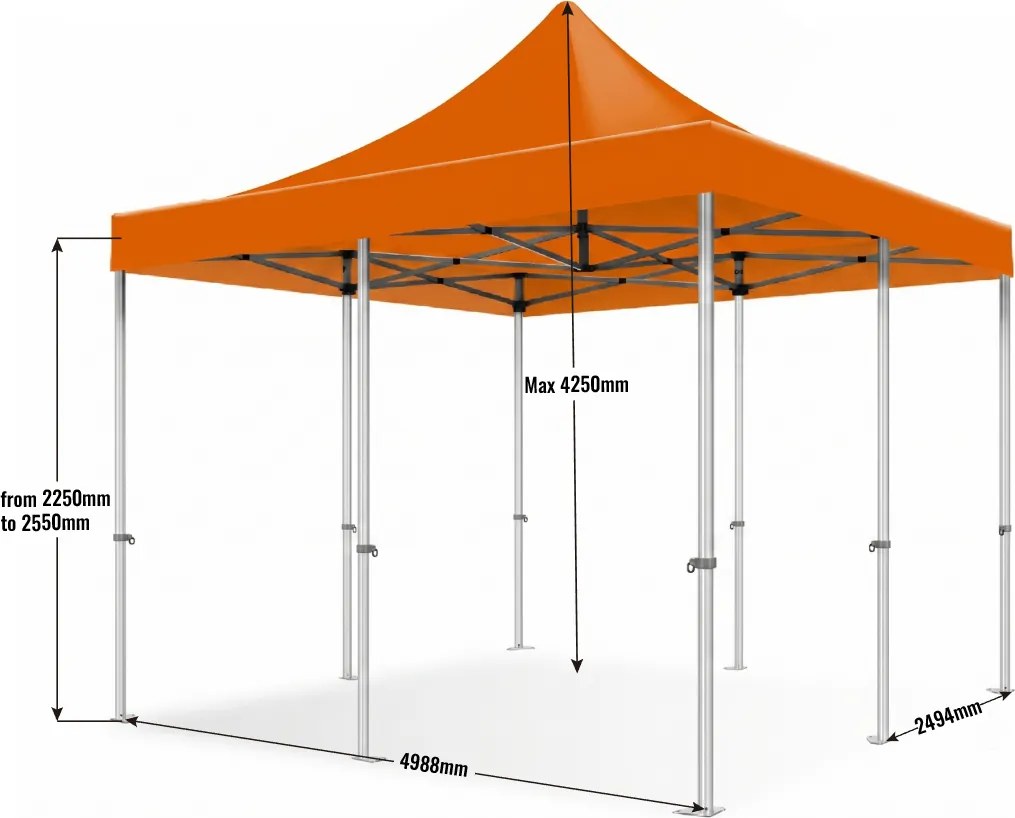 Cort pliabil 5×5 m – aluminiu hexagon profi, Albastru