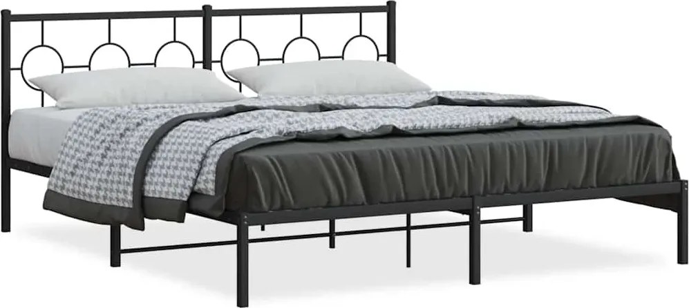 vidaXL Cadru de pat metalic cu tăblie, negru, 183x213 cm