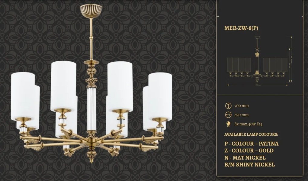 Candelabru 8 brate elegant design clasic MERANO