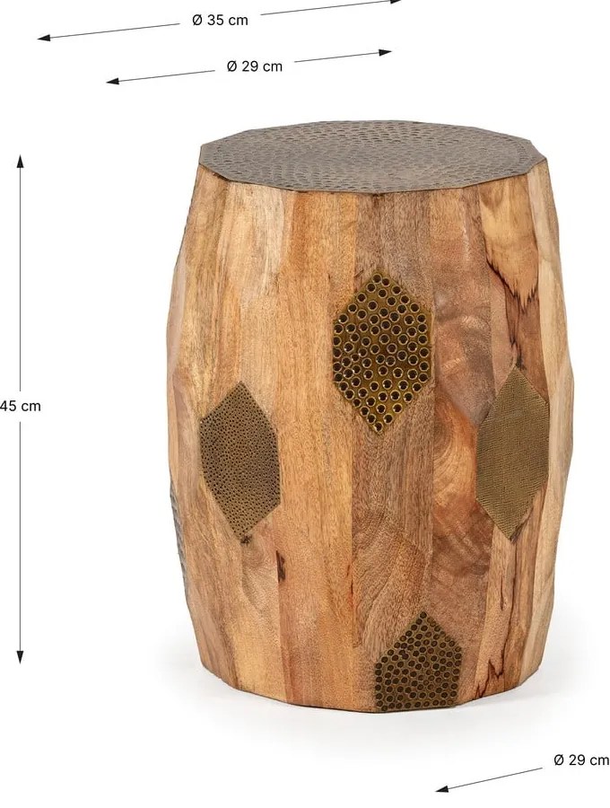 Măsuță auxiliară rotundă din lemn de mango ø 29 cm Fabia – MOME