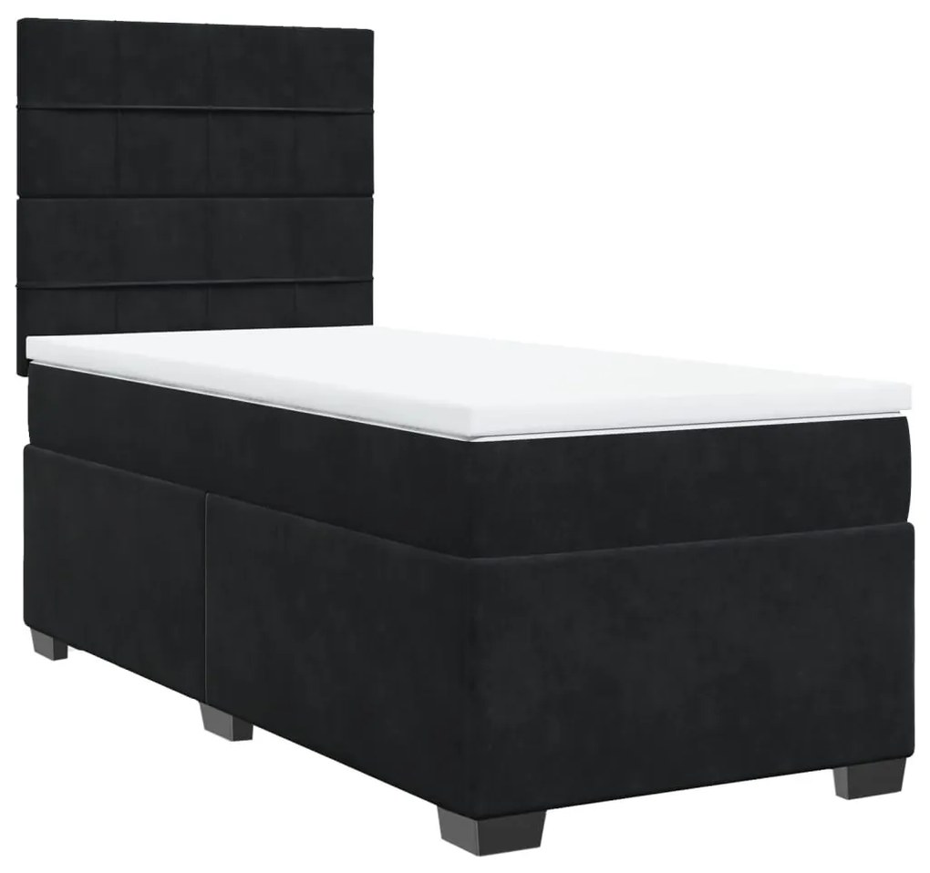 3290764 vidaXL Pat box spring cu saltea, negru, 80x200 cm, catifea