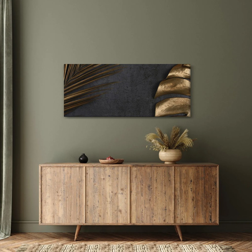 Tablou cu frunze aurii (120x50 cm)