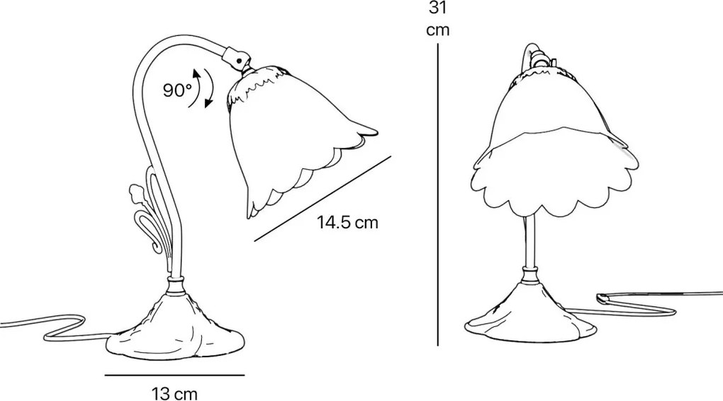 Veioza, Lampa de masa stil Art Nouveau Floral