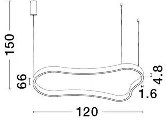 Lustra LED suspendata design modern DUSSA negru, 120x66cm