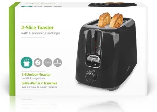 Prăjitor de pâine cu două fante Nedis KABT150EBK 700W/230V negru