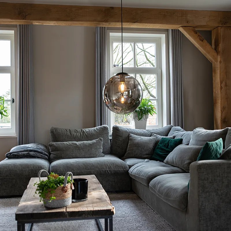 Pendul inteligent negru cu sticlă fumurie 30 cm incl. Wifi ST64 - Pallon