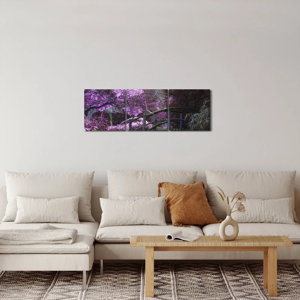 Tablou - copaci violeți (cu ceas) (90x30 cm)
