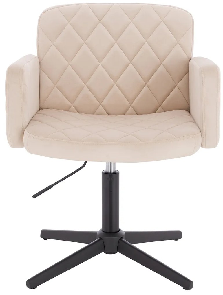 HR802CROSS Scaun Crem din Catifea cu Bază Neagră