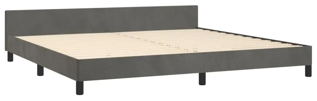 Cadru de pat cu tablie, gri inchis, 200x200 cm, catifea Morke gra, 200 x 200 cm, Design simplu
