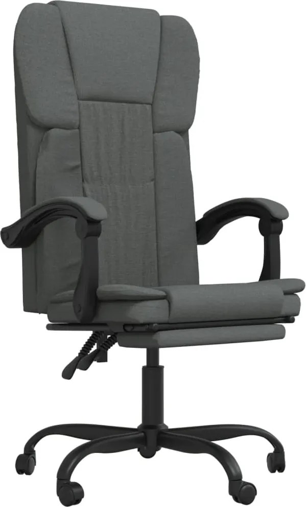 vidaXL Fotoliu de birou rabatabil, gri închis, textil