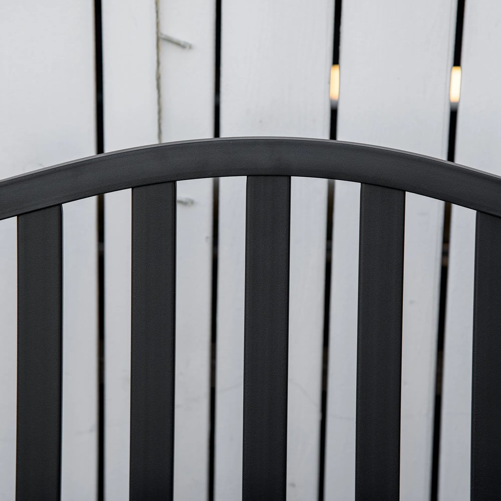 Bancă de Grădină Outsunny din Metal cu Măsuță Centrală Retractabilă, Bancă Loveseat pentru Terasă cu Șezut și Spătar cu Șipci, pentru 2–3 Persoane, Neagră | Aosom Romania