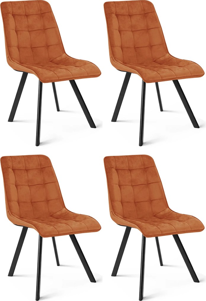 Scaun de sufragerie CIEZA VELVET cu picioare negre, teracota