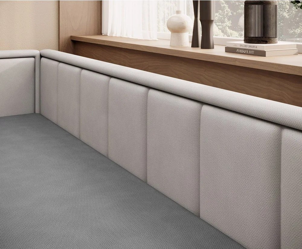 Canapea gri extensibilă/cu spațiu de depozitare cu tapițerie din chenille 214 cm Fulgeo – ELTAP