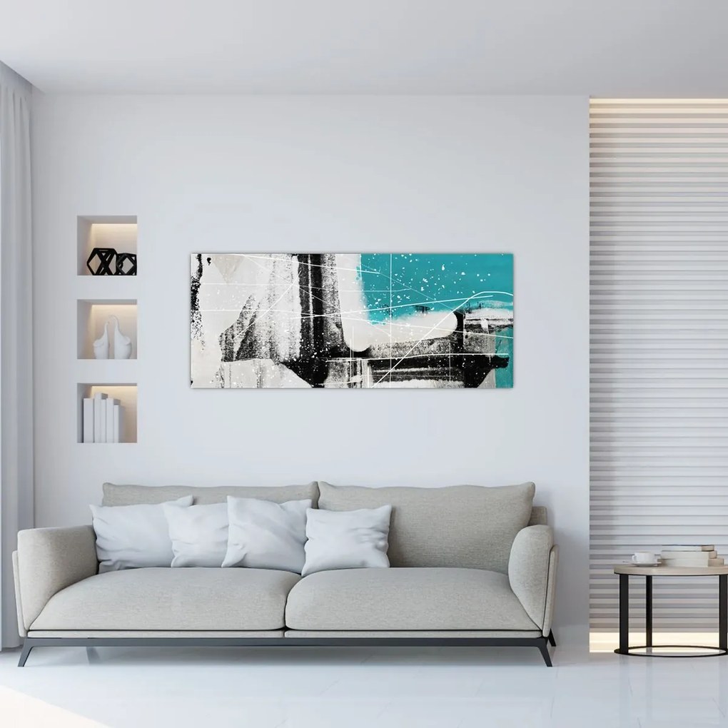Tablou - Abstract turcoaz (120x50 cm)