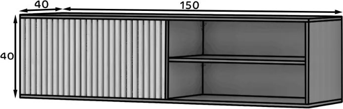 OFERTA Dulap TV suspendat MEORATI 150x40 cm, negru/stejar artizanat Calitatea II.