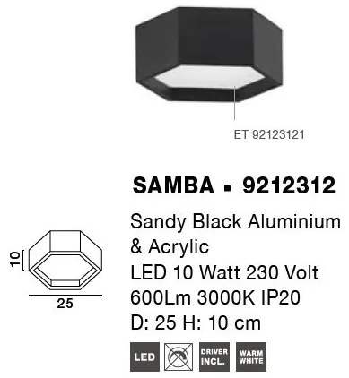 Plafoniera LED design minimal SAMBA neagra