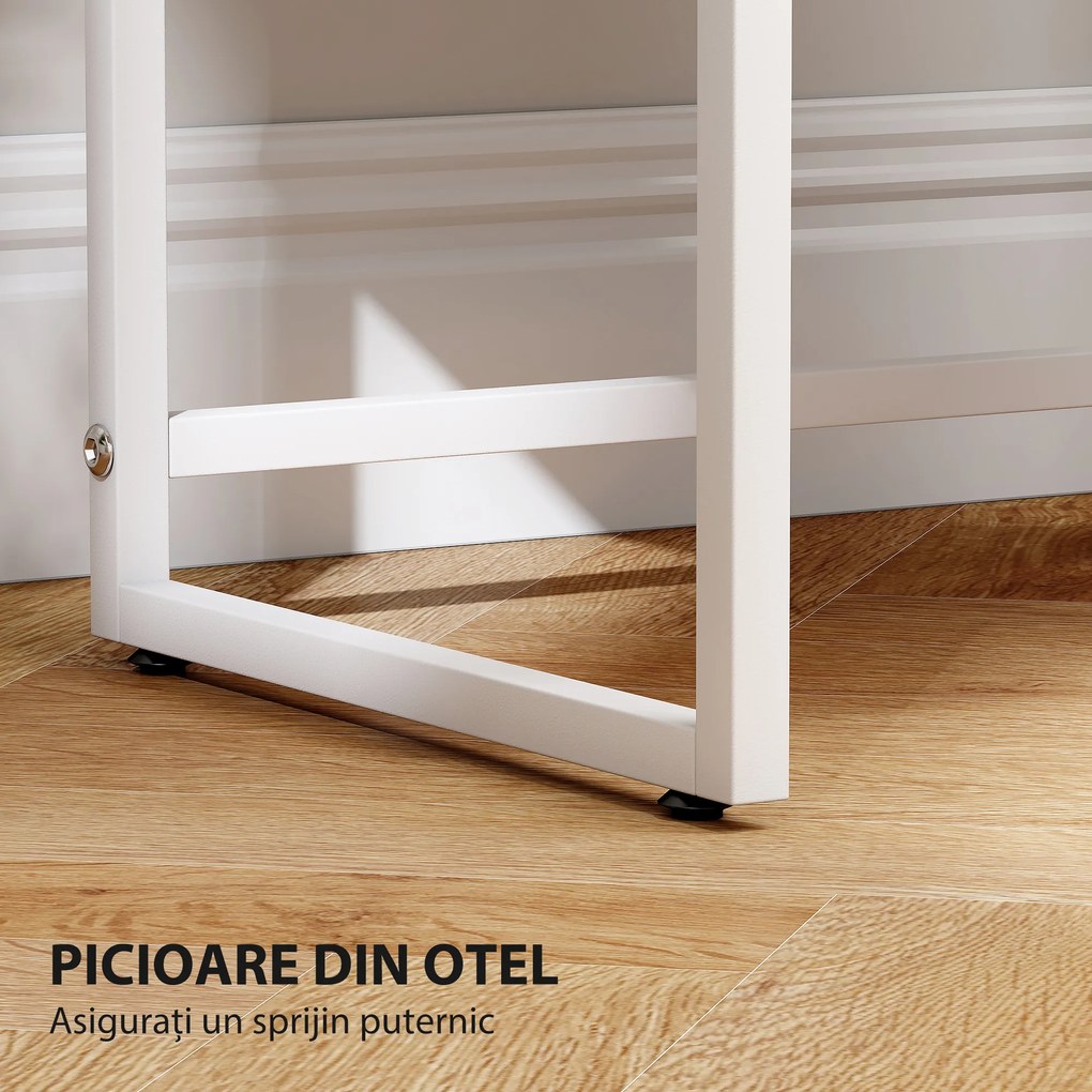 HOMCOM Noptieră Modernă cu 2 Sertare cu Deschidere prin Apăsare 40x30x50cm Alb | Aosom Romania