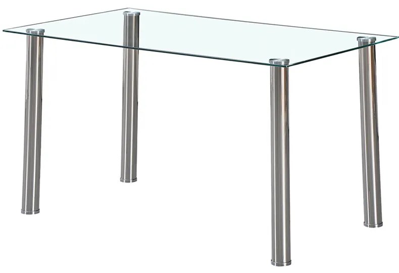 Masă de dining pătrată Berna 140 cm din sticlă transparentă