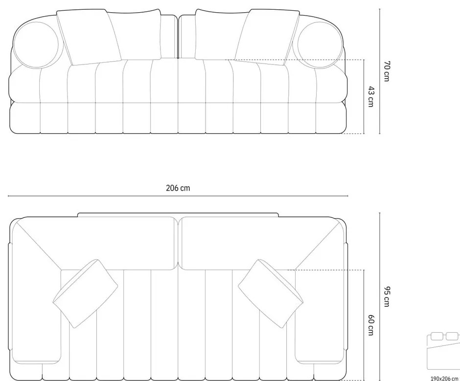 Canapea grej extensibilă cu tapițerie din țesătură bouclé 206 cm Kemi – Cosmopolitan Design